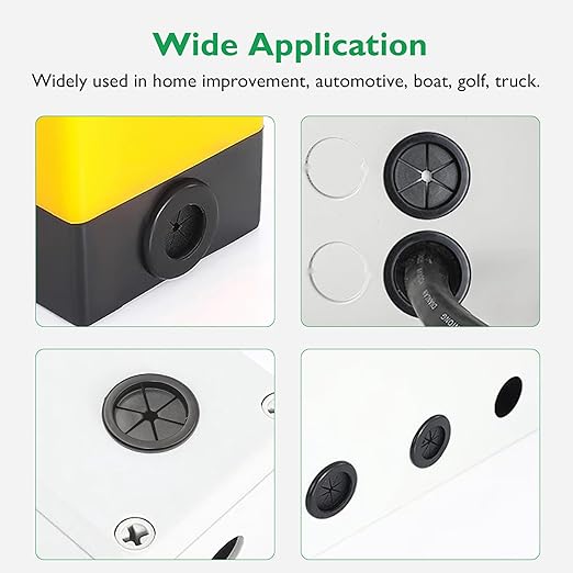 Rubber Grommets for Wiring, 1-1/4 Inch Drill Hole, 1 Inch ID, Firewall Grommets Automotive Cable Cords Hoses Protection, Double-Sided Rubber Plugs for Round Holes, 10 Pcs, 26x32 mm