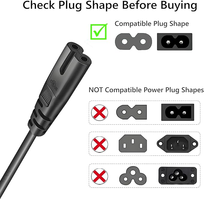 6FT Long Power Cable/Cord/Wire Compatible with USB C Charger Block, Hub, GaN Charging Station, Cube, USB Power Strip
