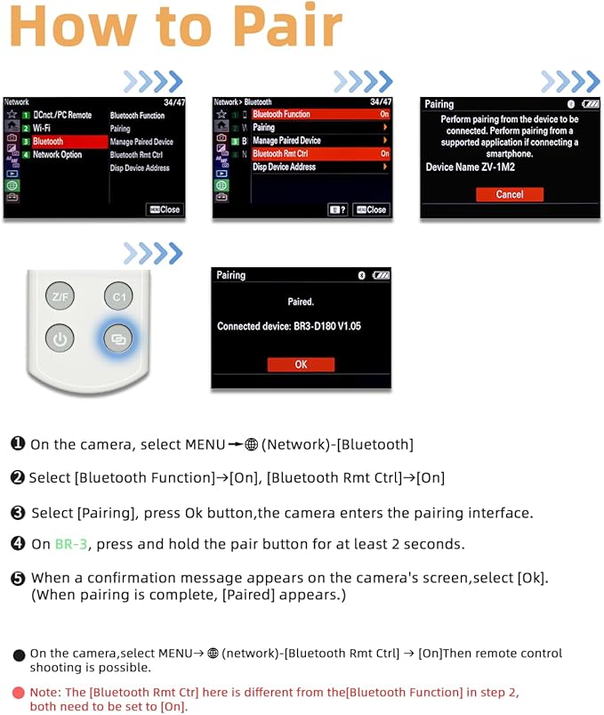 for Sony Camera Wireless Remote Control - Aodelan Rechargeable Shutter Release with OLED Screen for ZV-E10, FX3, a6100, a6400, a6600, a7 III, a7R III, DSC-RX100 VII, ZV-1; Replace Sony RMT-P1BT(White)