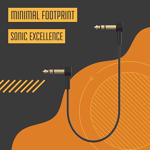 Rock Stock 1/4" Stereo TRS Flat Patch Cables - 18" Ultra-Thin, Right Angle, Low Profile, Gold Plated, Braided Shielding - Maximize Pedalboard Space, Eliminate Noise, Connect Guitar Effects Pedals
