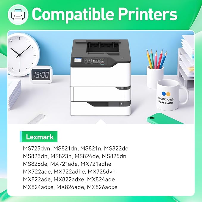 58D1000 Toner Cartridge with Chip Black Replacement for Lexmark 58D1000 58D1H00 Compatible with Lexmark MS725 MS821 MS822 MS823 MS824 MS825 MS826 MX721 MX722 MX725 MX822 MX824 MX826 Laser Printer Ink