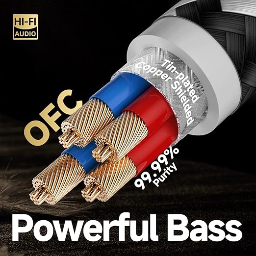TODN HiFi RCA to RCA Audio Cables Audiophile with OFC Core for Subwoofer, Phono, Amplifiers, Speakers(6.5ft/2m, 1 Pair)