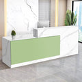 Reception Desk with Counter Modern Checkout Counter with Lockable Drawer Keyboard Tray Receptionist Desk for Office Salon Reception Table Q Left 59inch/150cm