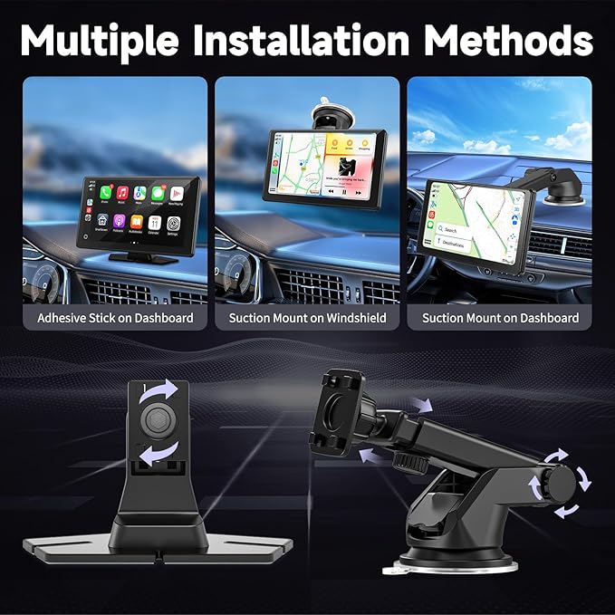 Carplay Screen for Car, 9" Android Auto Screen Compatible with A-pple Carplay, Portable Wireless Car Stereo Audio Receivers with Backup Camera, MirrorLink, Siri, BT, AUX, Navigation for All Vehicles