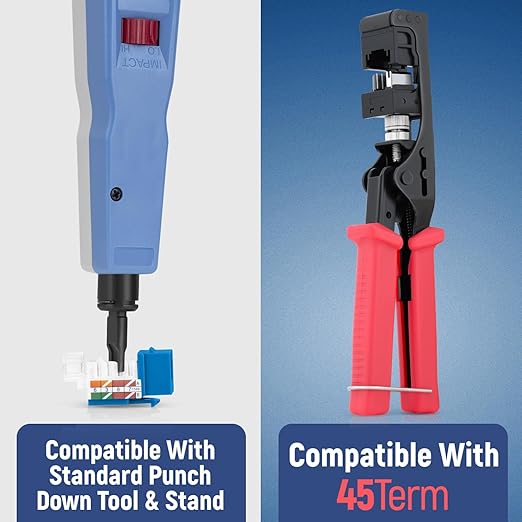 Everest 45° Angled RJ45 Cat6 Keystone Jacks 100-Pack in Blue - Slim Profile Female RJ45 Connectors - Cat 6 Keystone Jack - Compatible with 45° Angled Speed Termination Tool - 45Term (B0BL3GS7ZY)