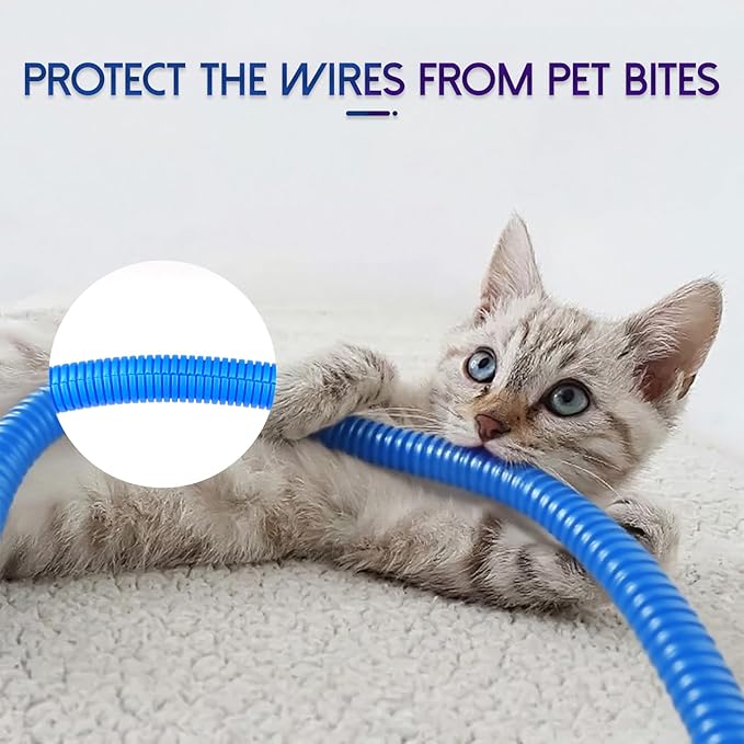 Split Wire Loom Tubing, 10,25ft Cord Protectors from Pets No Chew, Flexible Wire Covers Cord Protectors, Protective Split Cable Sleeve for Automotive Home Industrial Wires(Blue, 0.98inch-25ft)