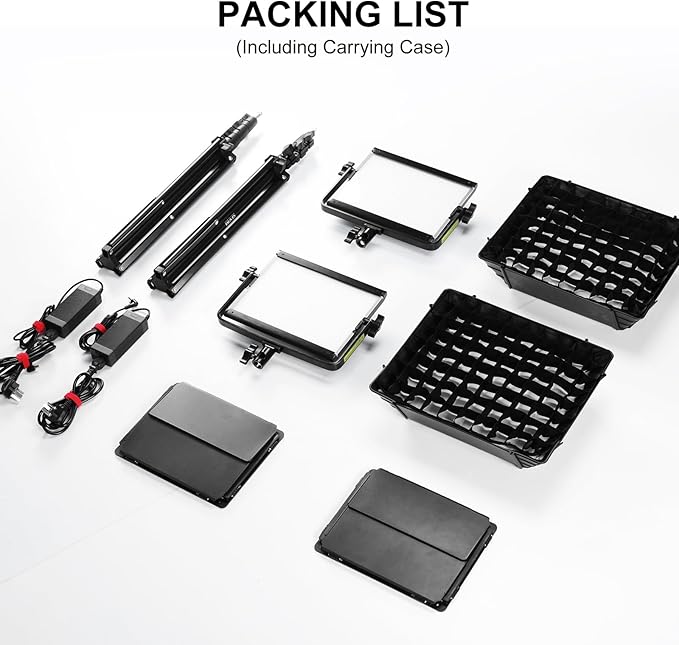 GVM RGB Photography Lighting Kits with 2 Softboxes, 680RS 50W Studio Lights with Bluetooth Control, 2 Packs Video Light with 18 Lighting Scenes, led Panel Lights for Video Recording, 8500lux/0.5m