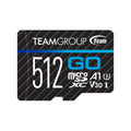 TEAMGROUP GO Card 512GB MicroSDXC UHS-I U3 V30 4K for Action Cameras & Drone High Speed Flash Memory Card with Adapter for Outdoor Sports&Vlog, 4K Shooting,GoPro&Insta360&DJI TGUSDX512GU303