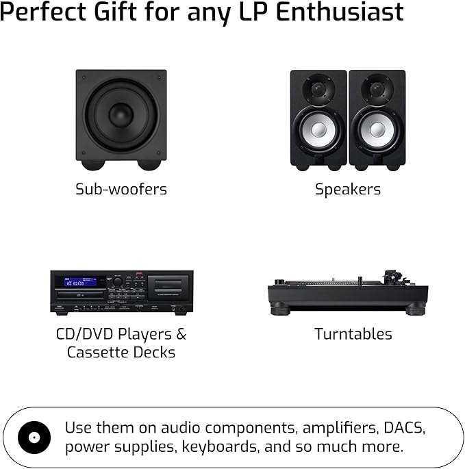 1" Platinum Silicone Speaker Isolation Pads - 8-Pack Non-Skid Speaker Pads with Adhesive, Speaker Isolation Feet for Record Player Isolation - Turntable Feet and Subwoofer Isolation Pad - 20 Duro