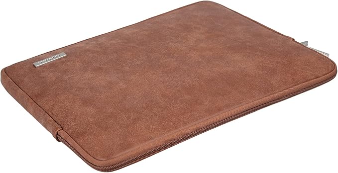 RAINYEAR 11 Inch Laptop Sleeve PU Suede Leather Case Protective Padded Cover Water Resistant Carrying Bag Compatible with 11.6 MacBook Air Surface Pro for 11" Notebook Tablet Chromebook(Brown)