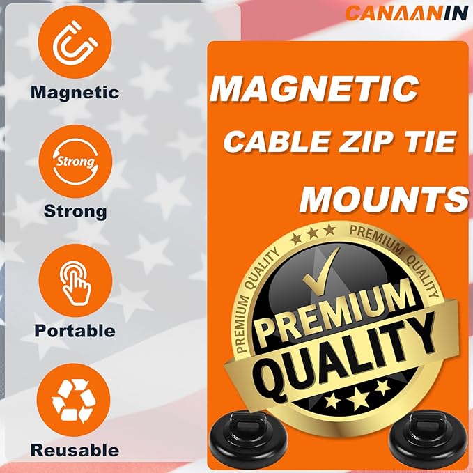 Magnet Zip Tie Mount Clips Magnetic Zip Ties Mount Base Holder Strong Wire Cable Holder Mount Wire Clips Management for Home Office Marine Electrical Wiring (D19 5 Pcs)
