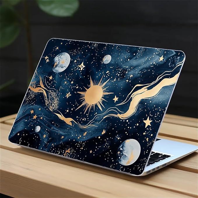 Compatible with MacBook Air 13.3 13.6 Inch Case 2022 2021 2020 2019 Plastic Hard Shell Case Cover,13.6 Air (A2681) M2 2022, Moon and Sun