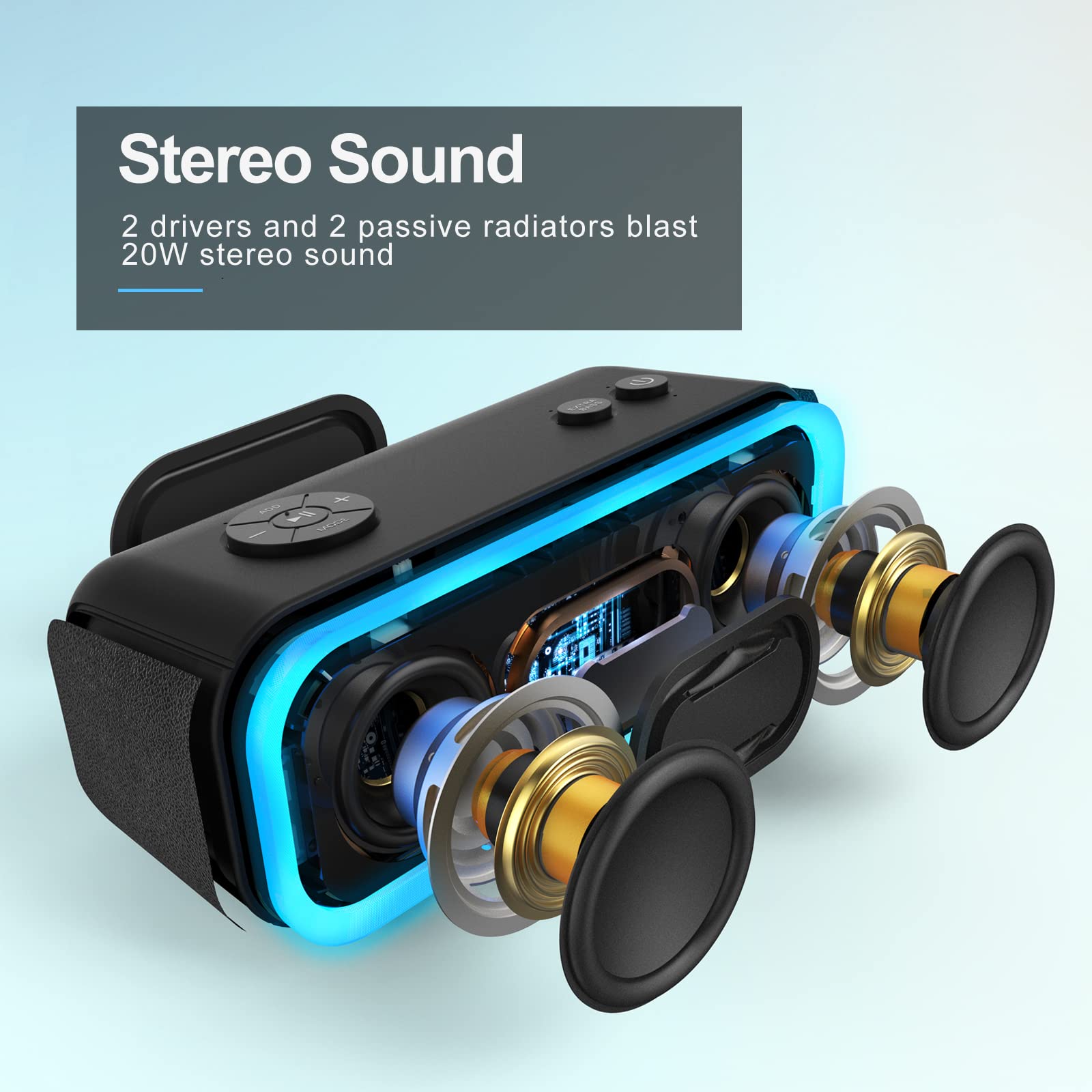 DOSS SoundBox Pro Bluetooth Speaker, 20W Stereo Sound, Active Extra Bass