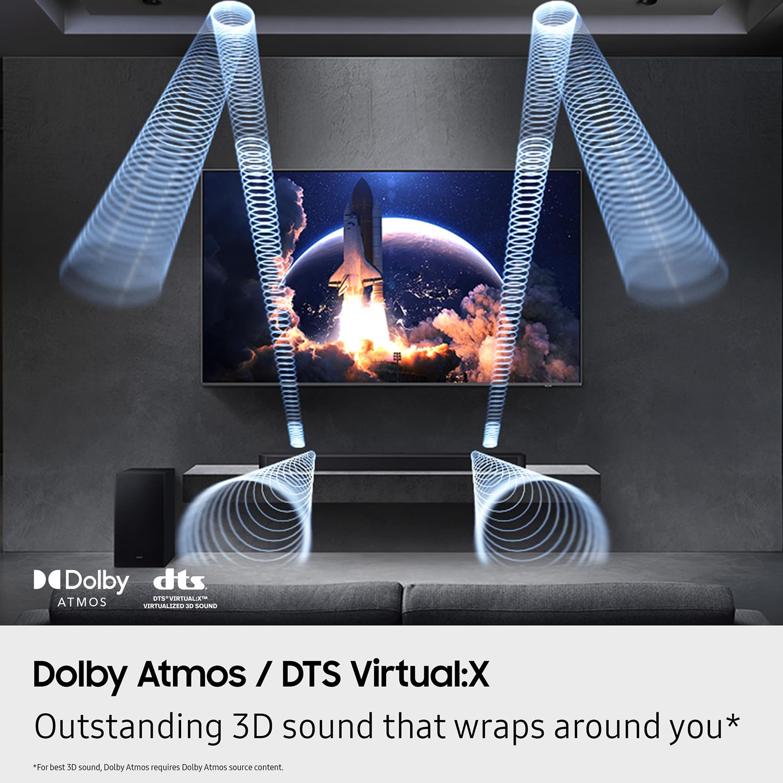 Samsung Q-Series Soundbar HW-Q600F 3.1.2ch with Wireless Subwoofer, Dolby Atmos/DTS Virtual:X, Q-Symphony, SpaceFit Sound Pro, Adaptive Sound, Game Mode Pro, Bluetooth, (2025 Model)