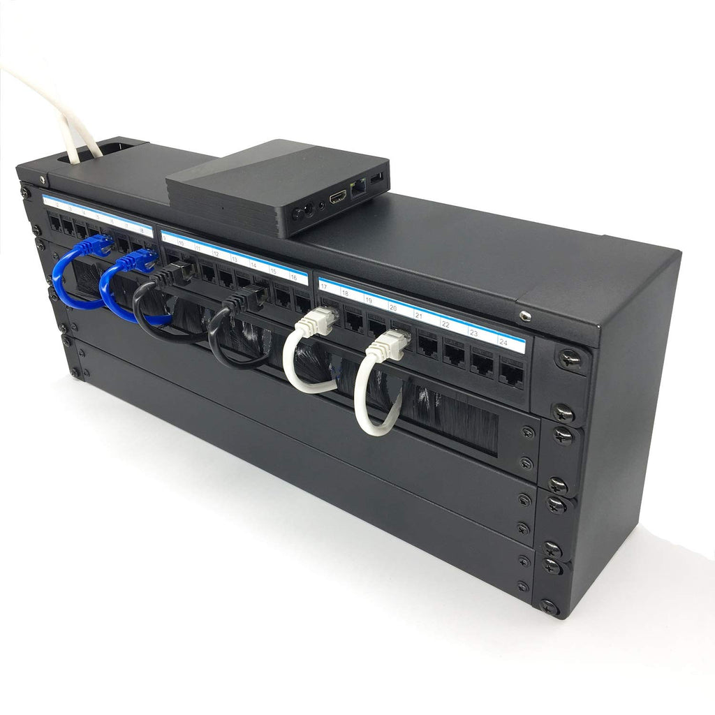 Jingchengmei 1U Disassembled Rack Mount Cable Management Panel with Brush for Cable Entry for 19-Inch Rack or Cabinet Black (BF01UAB2)