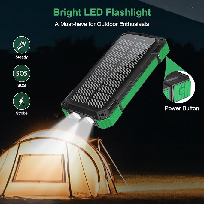 Solar Charger Power Bank 49800mAh Wireless Portable Phone Charger, 22.5W QC3.0 Fast Charging Built in 4 Cables with USB C 6 Outputs & 2 Inputs for Cell Phone