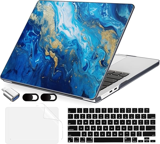 Compatible with MacBook Air 15 inch Case, M4 A3241/M3 A3114/M2 A2941 (Released 2025 to 2023), Hard Shell, Keyboard Cover, Screen Protector, Webcam Cover & Type-C Adapter, Oceans