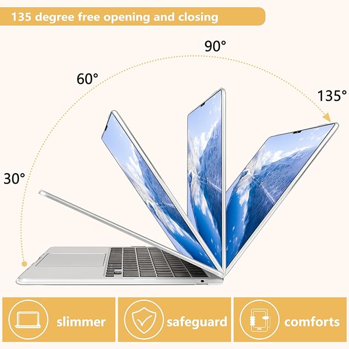 Compatible with MacBook Air 13.6 inch Case, M4 A3240/M3 A3113/M2 A2681 (Released 2025 to 2022), Hard Shell, Keyboard Cover, Screen Protector, Webcam Cover & Type-C Adapter, Vector Flower2