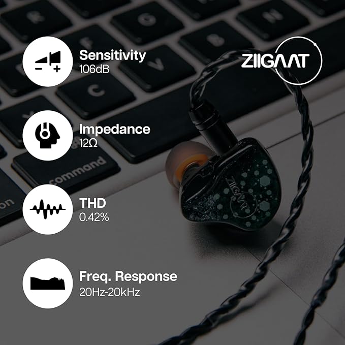 Linsoul ZiiGaat Arcanis in Ear Monitor, Professional 2DD+5BA Hybrid IEM Earphone, Gaming Earbuds, HiFi Wired Earbuds with Detachable Cable for Musicians Audiophiles