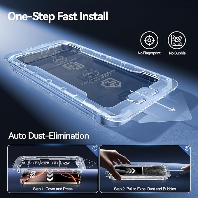 SMARTDEVIL 2PACK Privacy Screen Protector for iPhone 16 Pro Shatterproof Tempered Glass [True 28°Anti Spy] [9H Hardness] [Auto Dust-Elimination Install] [Bubble Free]