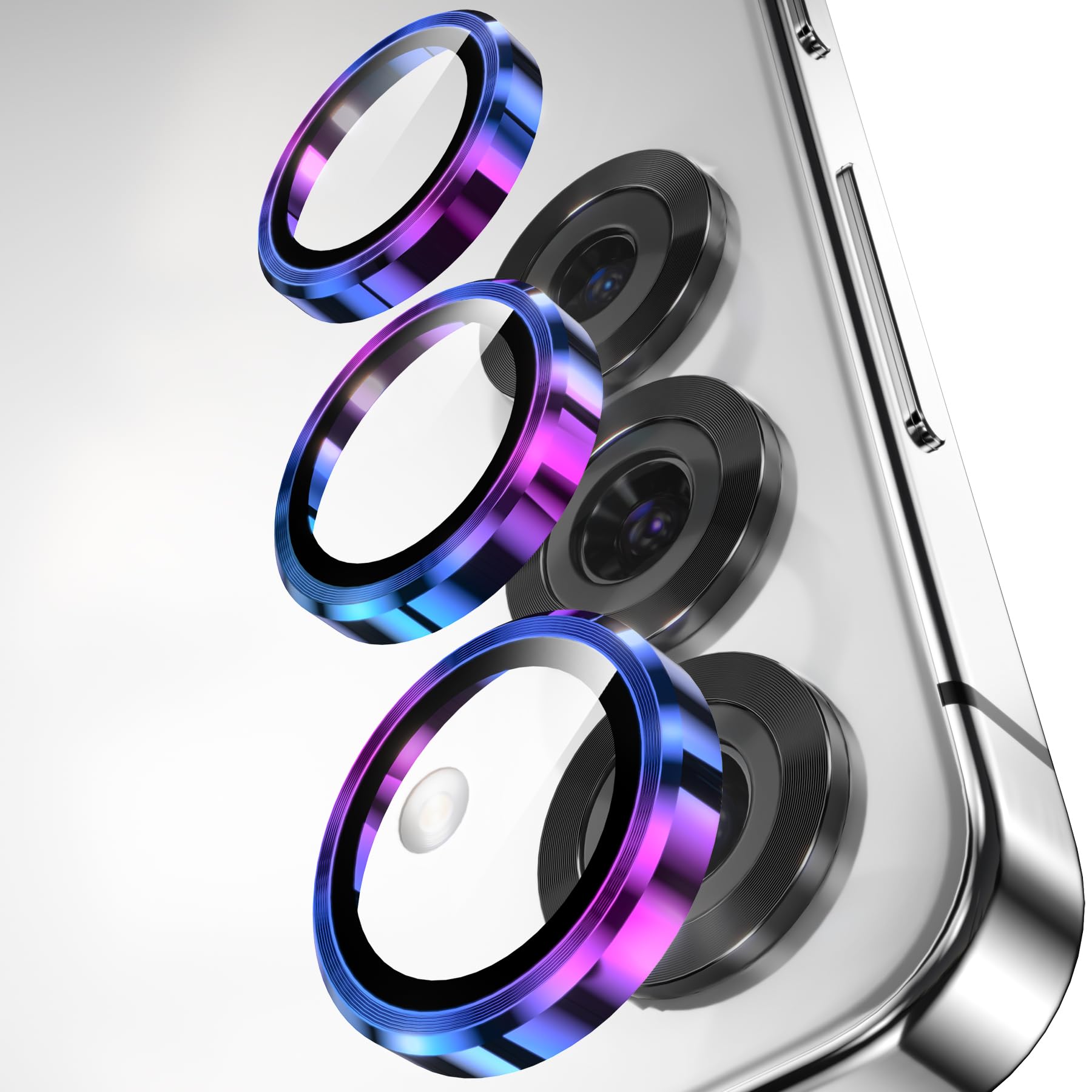 YWXTW Camera Lens Protector for Samsung Galaxy S25 Accessories [1:1 Fit & Ultra Clarity] 9H Tempered Glass Metal Individual Ring Camera Cover Screen Protector for S25, Case Friendly (Multi-Coloured)