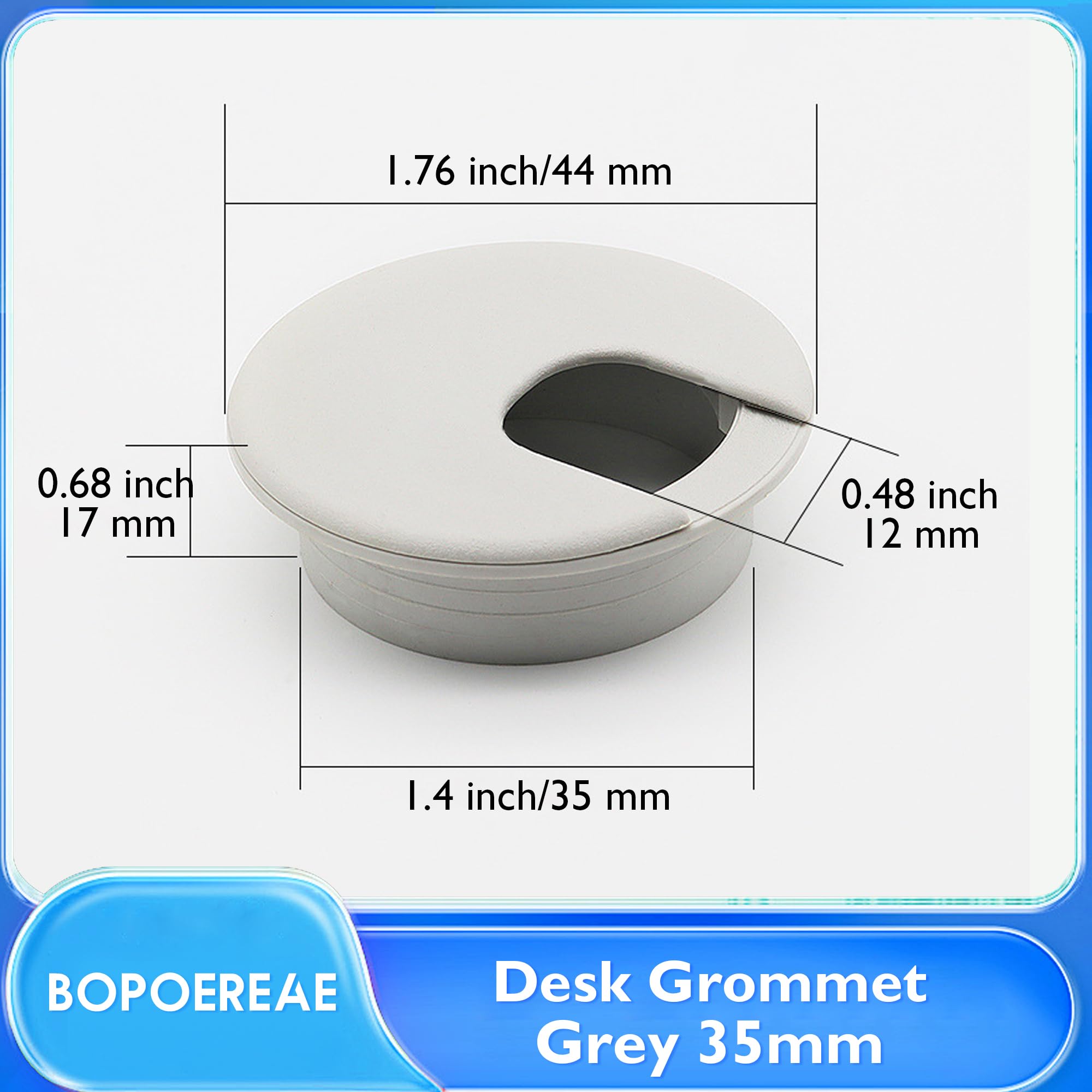 BOPOREAE Desk Grommet 1-3/8" (35 mm), Desk Cord Hole Cover, Cable Grommet ABS Plastic, Desk Hole Grommet for Office and Home Table Cable, Detachable Cable Cord Organizer (Light Grey 8 Pcs)