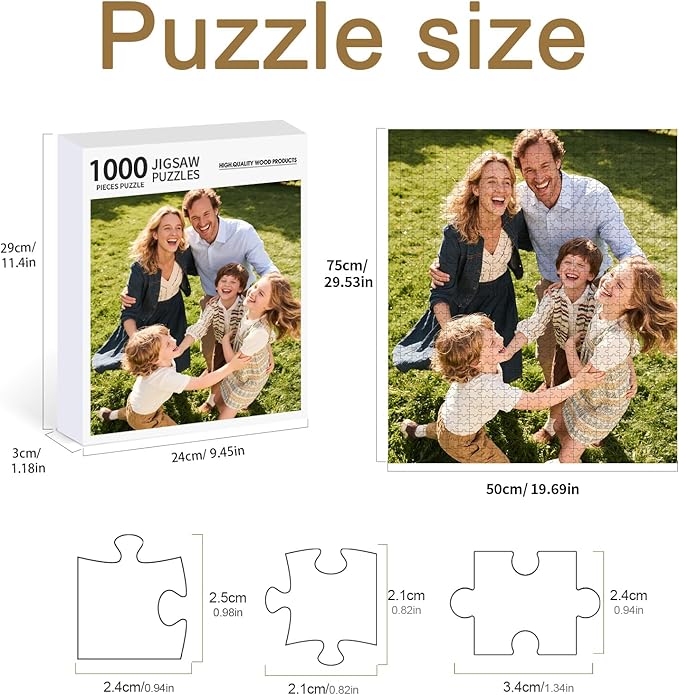 Personalized Photo Puzzle with Glossy Finish – Custom Jigsaw Puzzle 120/200/300/500/1000/1500 Pieces for Family, Couples, Pets, Birthdays, and Weddings (1000-Vertical)