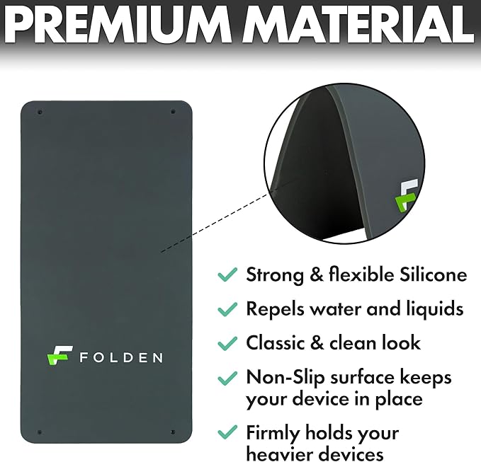 Folden Airplane Phone Holder, Flexible Tablet and Cell Phone Holder, Folding Cellphone Stand for Desk, Bed, Office, Treadmill - Airplane Accessories Long Flight Travel - Plane Essentials (Silicone)