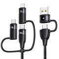 100W USB C Multi Charging Cable, USAMS 6.6FT 5-in-1 5A Fast Sync Charger Adapter Nylon Braided Type-C Cable for Laptop/Tablet/Phone and More