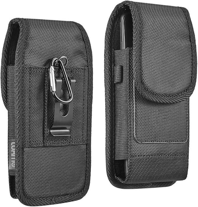 Cell Phone Pouch Nylon Holster Case with Belt Clip Cover for Samsung Galaxy S24 Ultra / S24 Plus/ S23 Ultra / A14 5G / A15 5G/A35/A55 5G/iPhone 15 14 13 12 Pro Max Case Metal Belt Clip