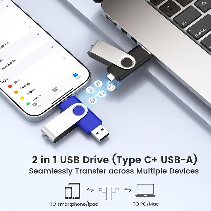 ABLAZE 8GB USB C Flash Drive 10 Pack, OTG USB 2.0 + Type C Memory Stick Dual Type C Thumb Drive Compatible with iPhone 16/15, Android Smartphone, Computers, Tablets, Mac,iPad,PC