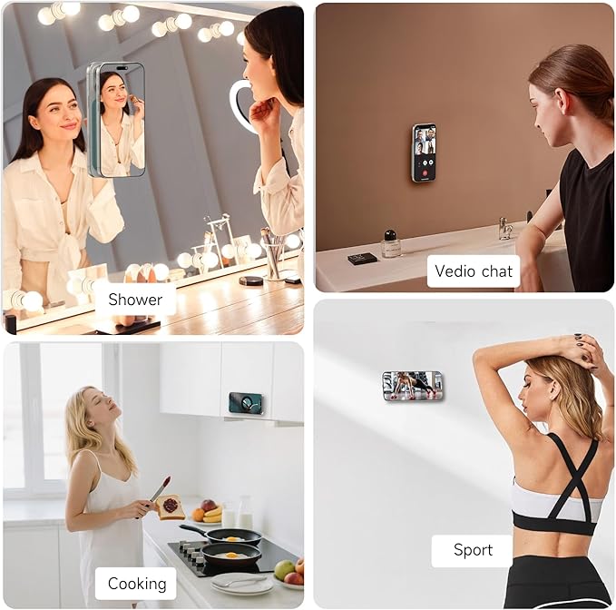 Patented Magnetic Sticky Phone Suction Grip Mount for MagSafe Case,Magnet Silicone Portable Stand Holder for iPhone 16/15/14/13/12 Series and Android, Hands-Free Selfies and Videos,Black