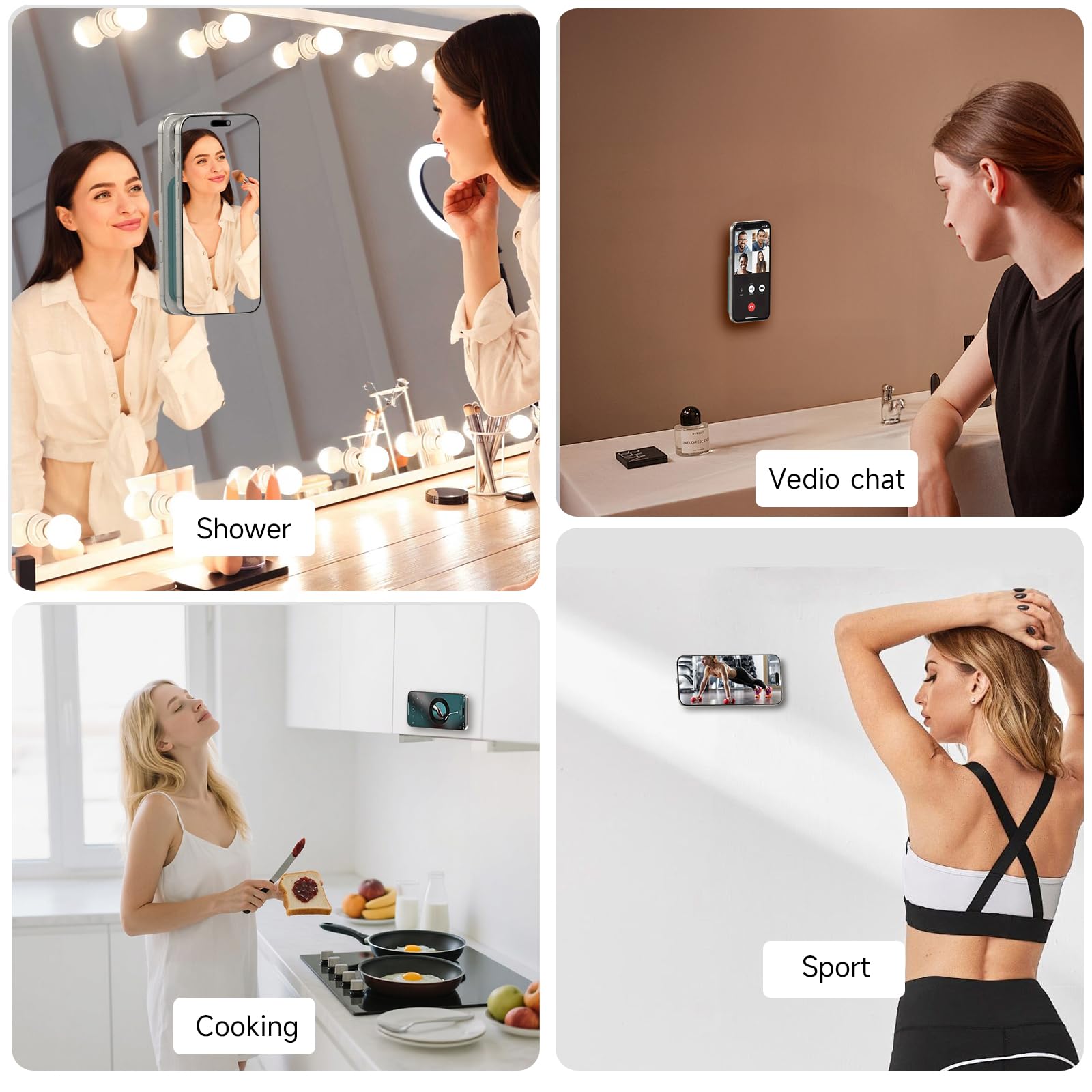 Patented Magnetic Sticky Phone Suction Grip Mount for MagSafe Case,Magnet Silicone Portable Stand Holder for iPhone 16/15/14/13/12 Series and Android, Hands-Free Selfies and Videos