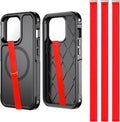 TEAMOLA 3pcs Silicone Phone Grip Holder Strap for iPhone 15/15 Pro/16/16 Pro & Samsung Galaxy S24/S23 - Anti-Slip Finger Loop for Case, Universal Phone Loops for Back of Cell Phones(210, 3 Red)