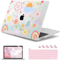 May Chen Case for MacBook Pro 13 inch M2 2023,2022,2021,2020 A2338 M1 A2251 A2289, Plastic Hard Shell Case for MacBook Pro 13" with Touch Bar Fits Touch ID, Rainbows Flowers