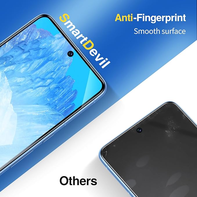 SMARTDEVIL [3+3 Pack for Google Pixel 8A Screen Protector with Camera Lens Protector, Finger Print Reader Compatible, Fast & Easy Installation, Clear 9H Tempered Glass Film, Alignment Frame