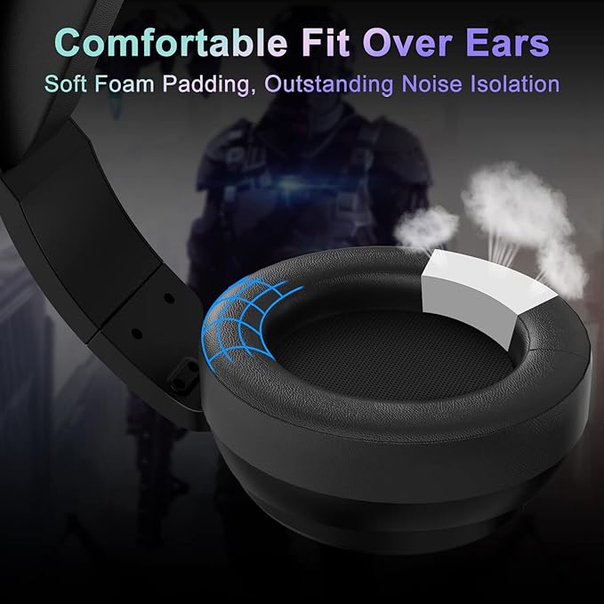 Jeecoo V20U USB Pro Gaming Headset for PC - 7.1 Surround Sound Headphones with Noise Cancelling Microphone- Memory Foam Ear Pads for Laptop Computers