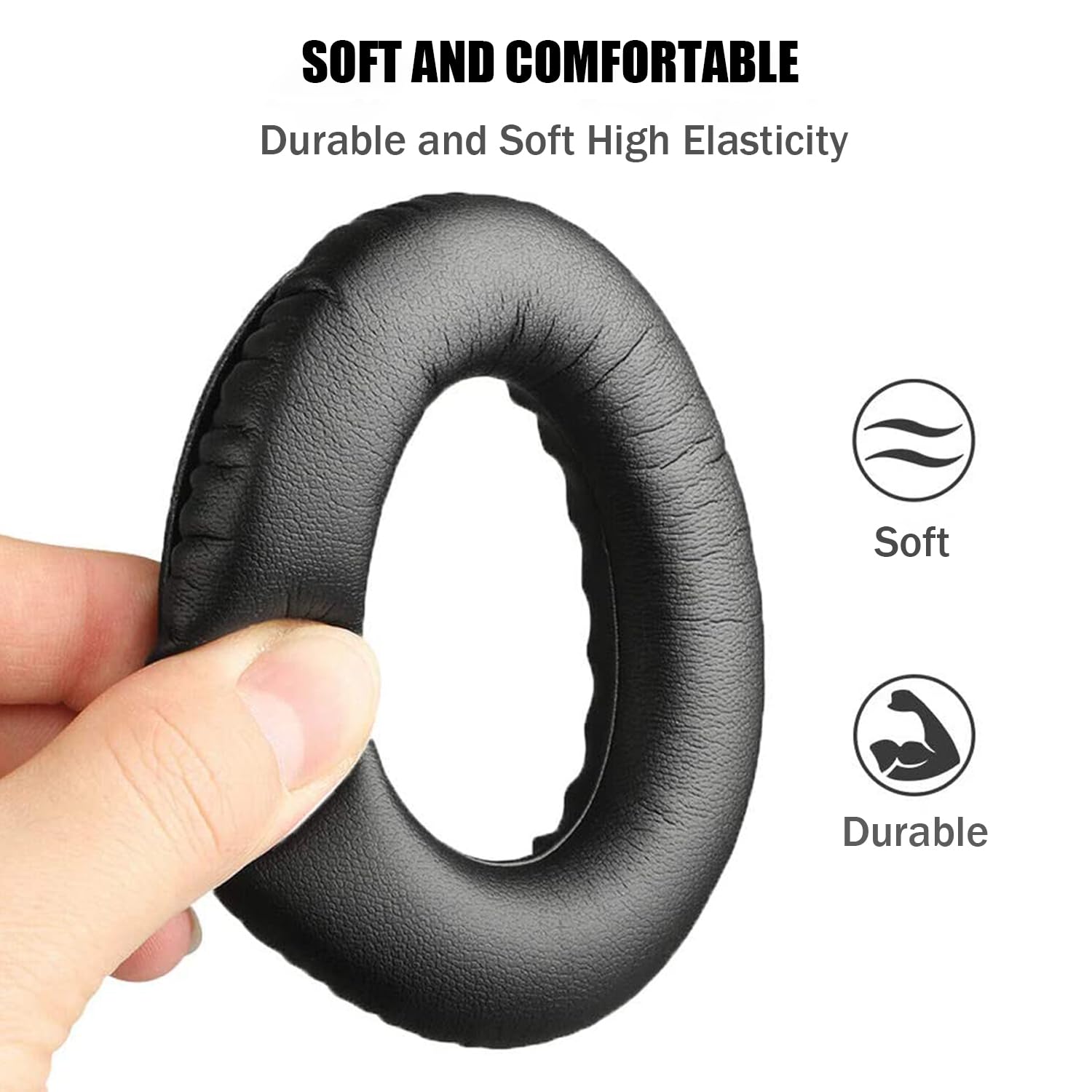 Replacement Earpads Cushions for Bose QuietComfort 35 ii/QC35/QC25/QC2/QC15/Ae2/Ae2i/Ae2w, Thickened Soundproof Sponge, Ear Pads with Softer Leather Ear Pads for Bose(Black)