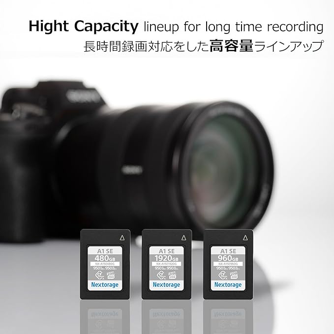 Nextorage 480GB CFexpress Type A VPG200 Japanese Brand Max. Write Speed 950MB/s Max. Read Speed 950MB/s Sony Alpha Series Compatibility Confirmed NXA1SE480G Memory Card for Camera