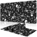 Skull Head Desk Mat,Large Pirate Skull Crossbones Gaming Keyboard Mouse Pad,Non-Slip Rubber Base Desk Pad Thick Stitched Edges Waterproof Mousepad Mouse Mat 31.5"x11.8"