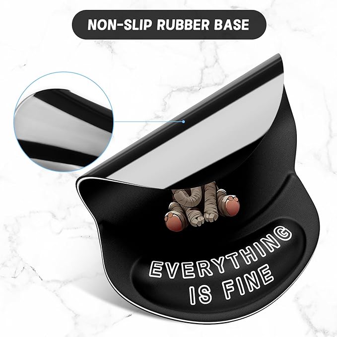 ITNRSIIET Ergonomic Mouse Pad with Gel Wrist Support Small Wrist Rest Smooth Surface Non-Slip PU Base Comfortable Office Supplies Pain Relief, 8.7 x 7.2 inches, Pretty Fine Elephant