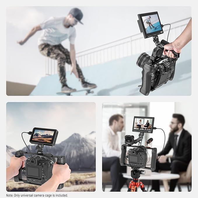 NEEWER Video Camera Cage Rig with Arca Type Base/Dual Grips/Expansion Holes/15mm Rods, Universal Stabilizer Compatible with Sony Canon Nikon DSLR/DSLM, Compatible with SmallRig Accessories, CA016