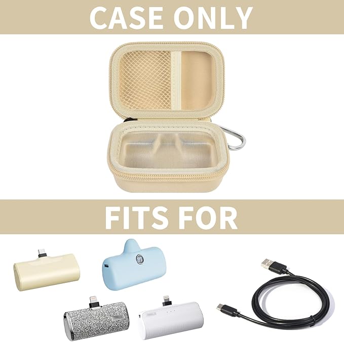 Portable Charger Power Bank Case for Swyop/for Feob/for Charmast/for JEJILL/for LanLuk/for VEGER/for iWALK/for Taegila/for Kuulaa and More Small Charging Battery Pack - Bag Only (Beige)