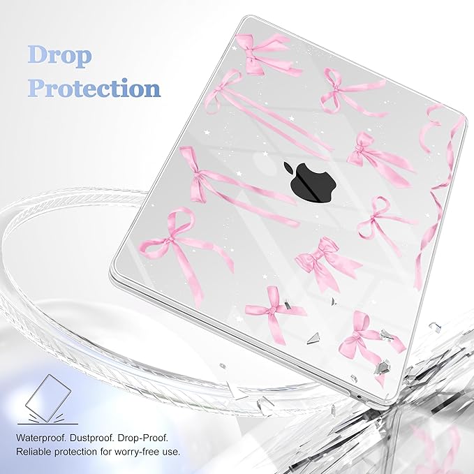 Case for MacBook Air 15 Inch 2025 2024 2023 Release M4 A3241 M3 A3114 M2 A2941, Hard Shell with Screen Protector & Keyboard Cover, Compatible with Touch ID, Bowknot