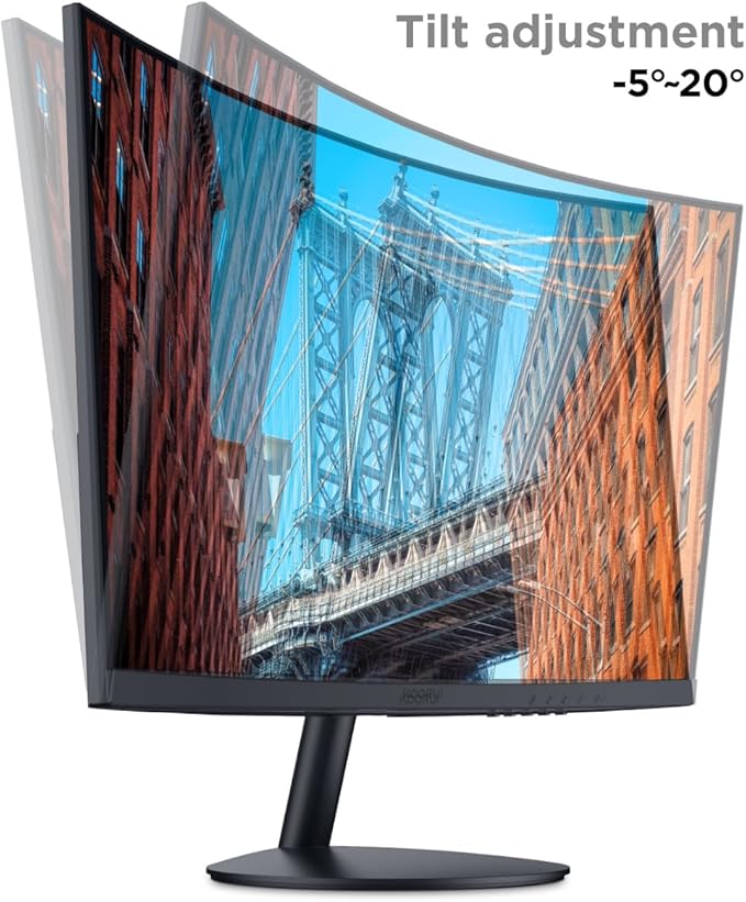 KOORUI 27 Inch Curved Monitor FHD 1080P 75Hz Computer Monitors PC Screen with HDMI VGA,Tilt Adjustable,1500R, Eye Care, Black, 27N5CA