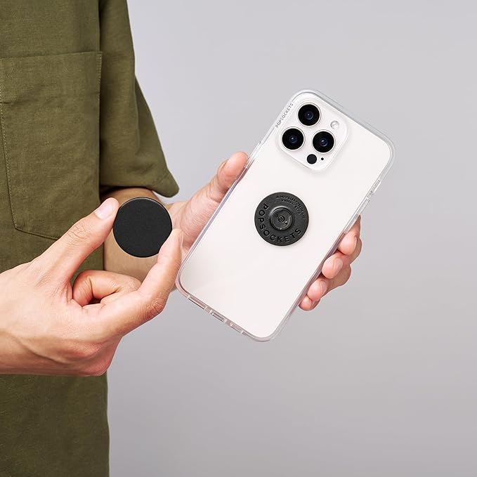 PopSockets Phone Grip with Expanding Kickstand, Adhesive Grip - Black