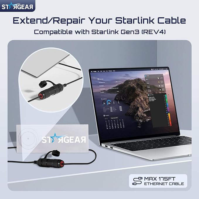 Starlink Ethernet Adapter for Gen 3/Mini, Waterproof Starlink Cable RJ45 Coupler Starlink Mini Ethernet Cable Extension
