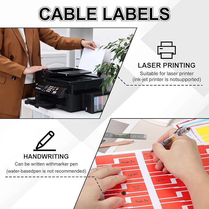 uxcell 300 Pcs Cable Labels, Waterproof Wire Cord Labels Tags, Cord Organizer Management Tags for Charger Cable Organizer Wire Markers Printer and Handwriting, Red