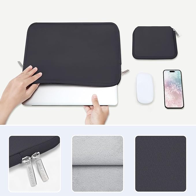 MOSISO Laptop Case 13.3 inch, 13-13.3 inch Laptop Sleeve Bag Compatible with MacBook Air/Pro 13 / Pro 14, HP Dell ASUS Lenovo Notebook, Neoprene Computer Sleeve Bag with Small Case, Space Gray