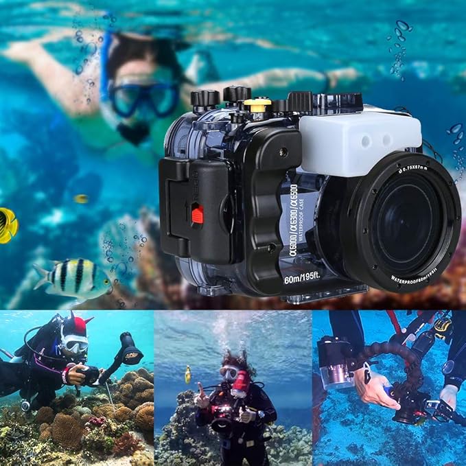 Seafrogs 40m/130ft Waterproof Underwater Camera Housing Waterproof Case for A6000 A6300 A6500 Compatible with 16-50mm Lens